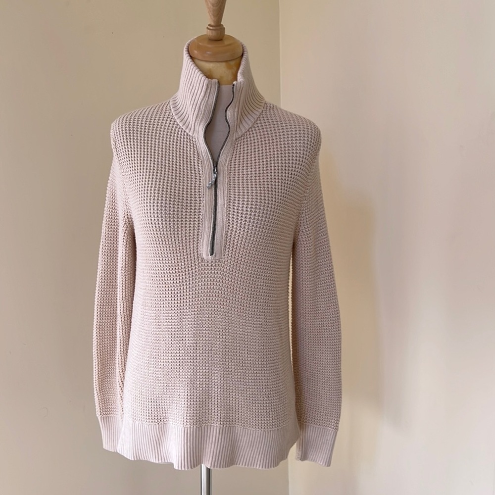 Patagonia Size S Cream Half Zip Knit Cotton Blend Sweater